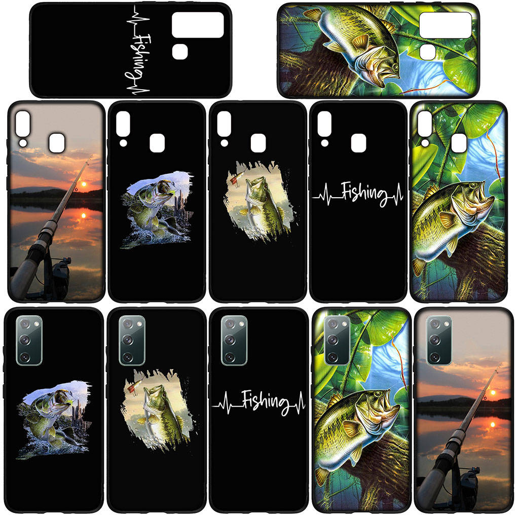 For Samsung Galaxy S24 S23 iPhone 16 15 14 Xiaomi Redmi Note 13 12 11 Plus 9 Pro Max X XR Phone Case Fishing Fly Trout Carp Rod Fish OPPO Huawei Cover