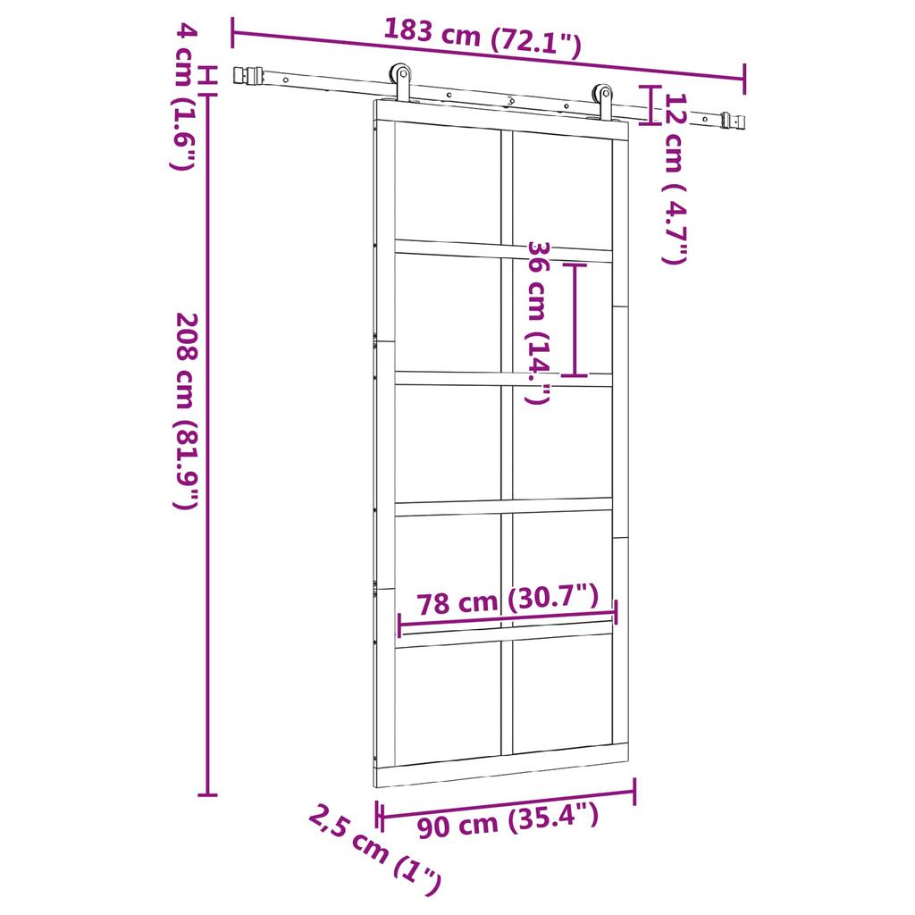 Sliding Door Natural 90 X 208 Cm Solid Pine Wood