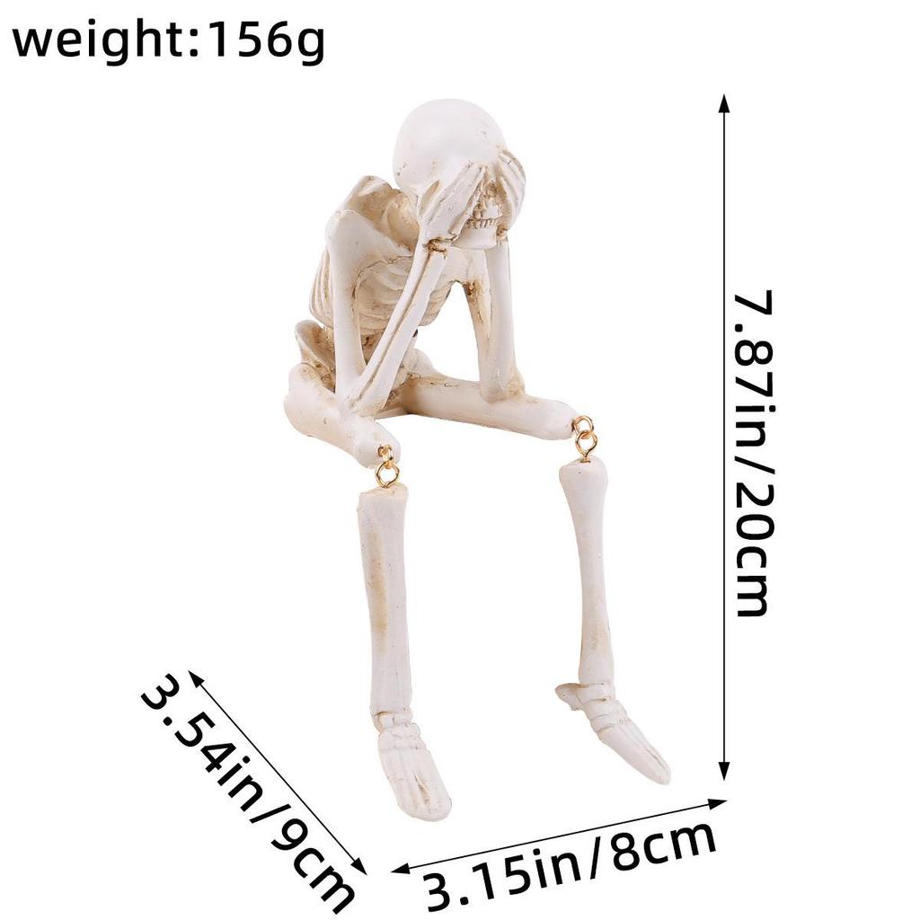 Cross-border Halloween Skeleton Resin Ornament - Hear No, See No, Speak No Evil Craft Decoration