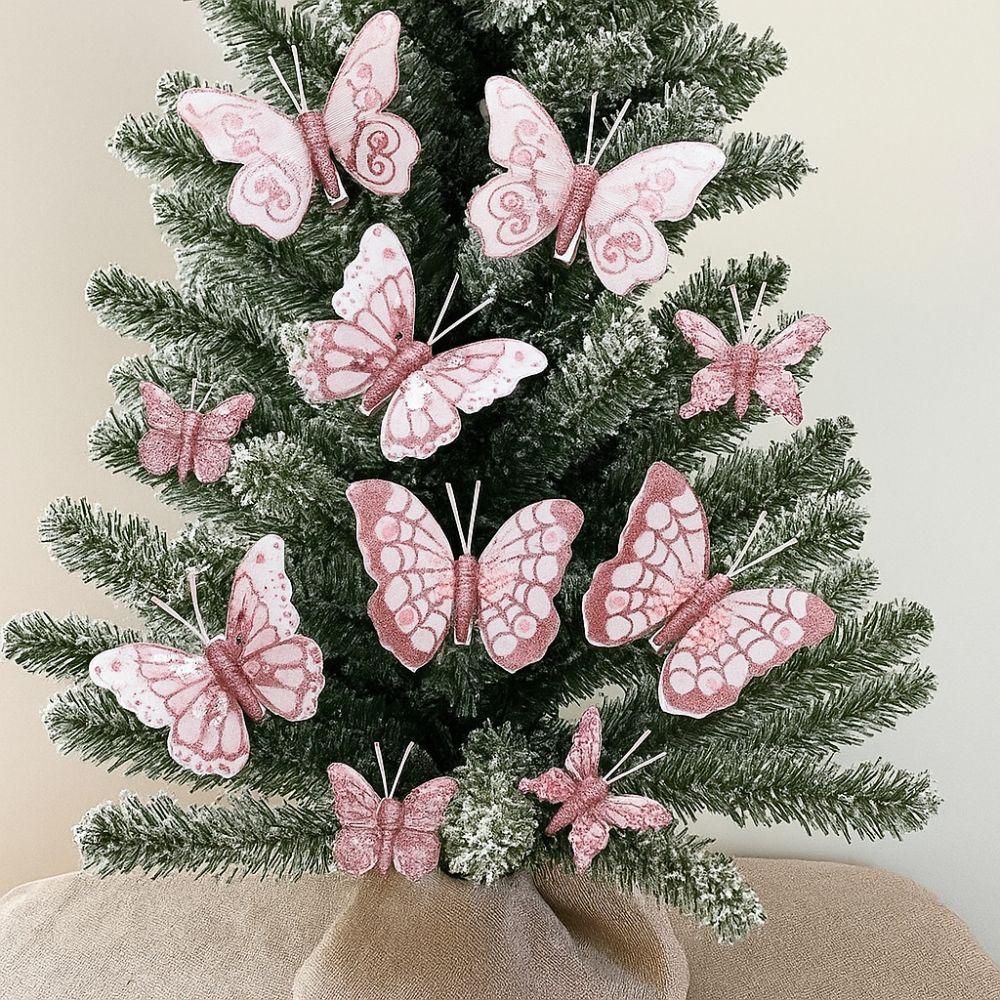 5-7cm Butterfly Christmas Decoration Plastic Feather Colorful Simulation Butterfly Pendant Handmade with Clip