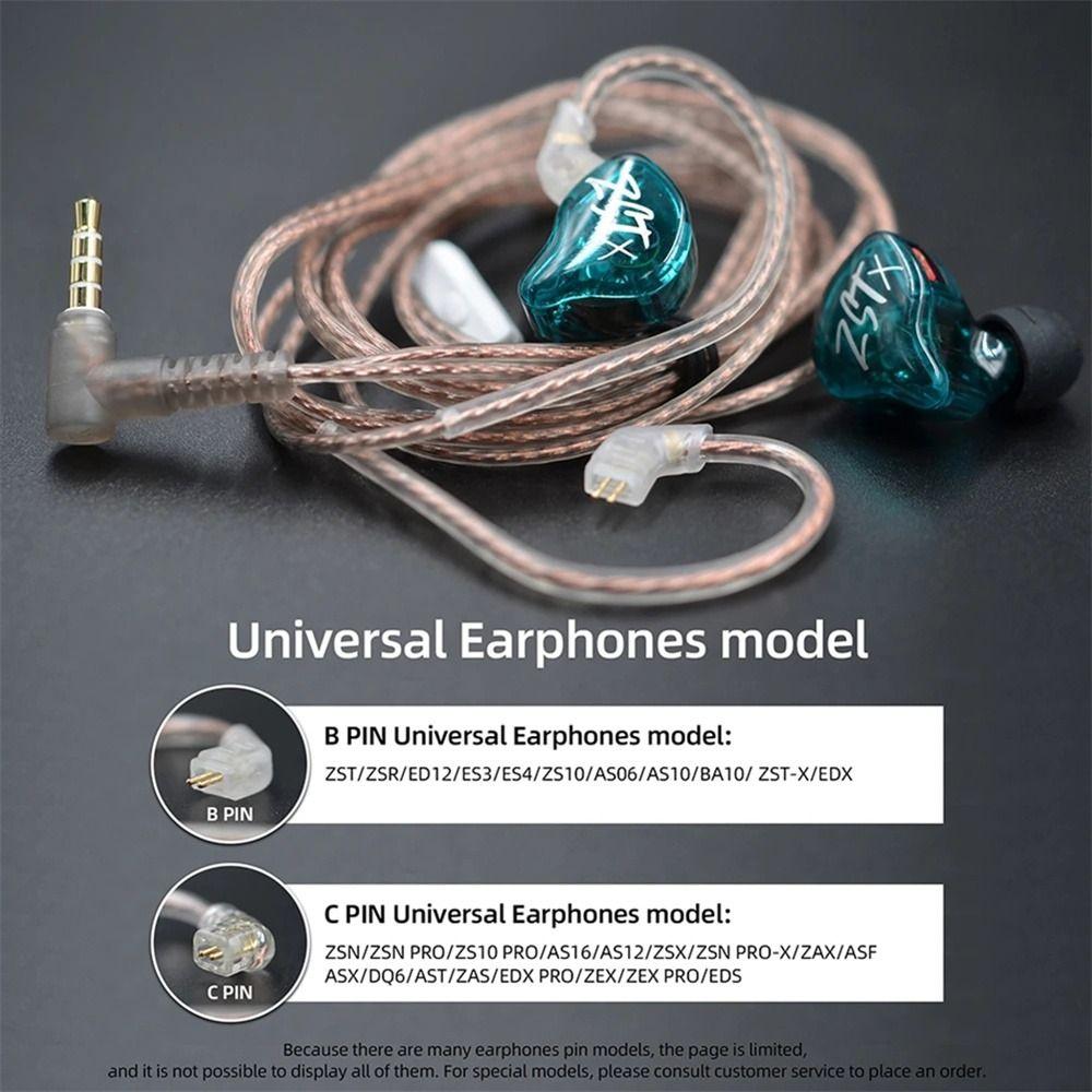 Oxygen-Free Copper ZS10 Earphone Wire KZ Earphones Cord 2Pin Headphone Cord In Ear Cable