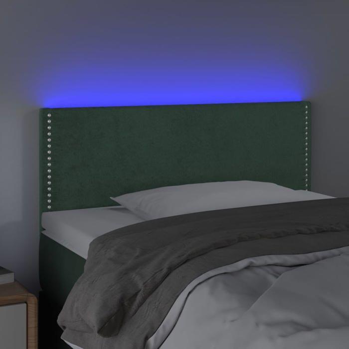 VidaXL Tête de Lit à LED Meuble de Chambre à Coucher Accessoire de Lit Simple Tête de Cadre de Lit Intérieur Vert Foncé 3121511
