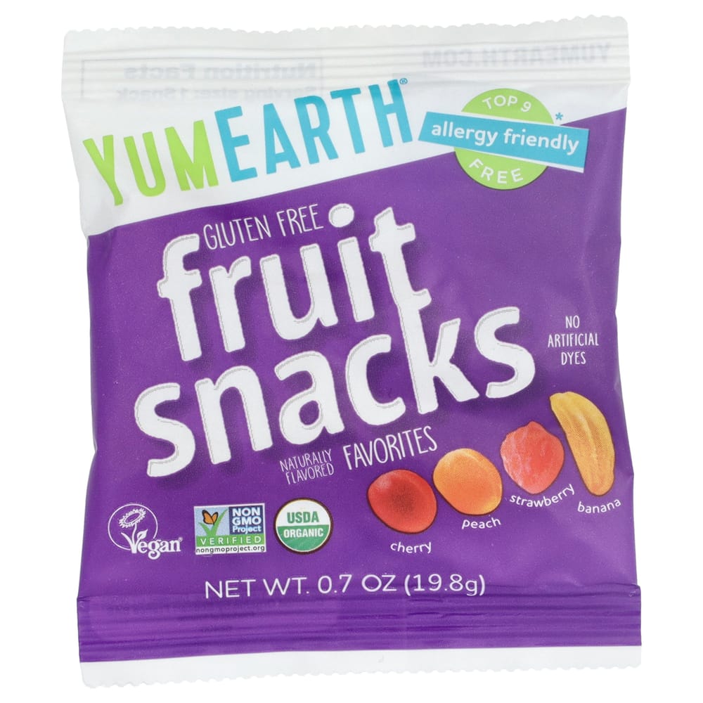 YumEarth Fruit Snacks Assorted Flavors Snack Pack, 10 Count, 19.8g (0.7oz) Each