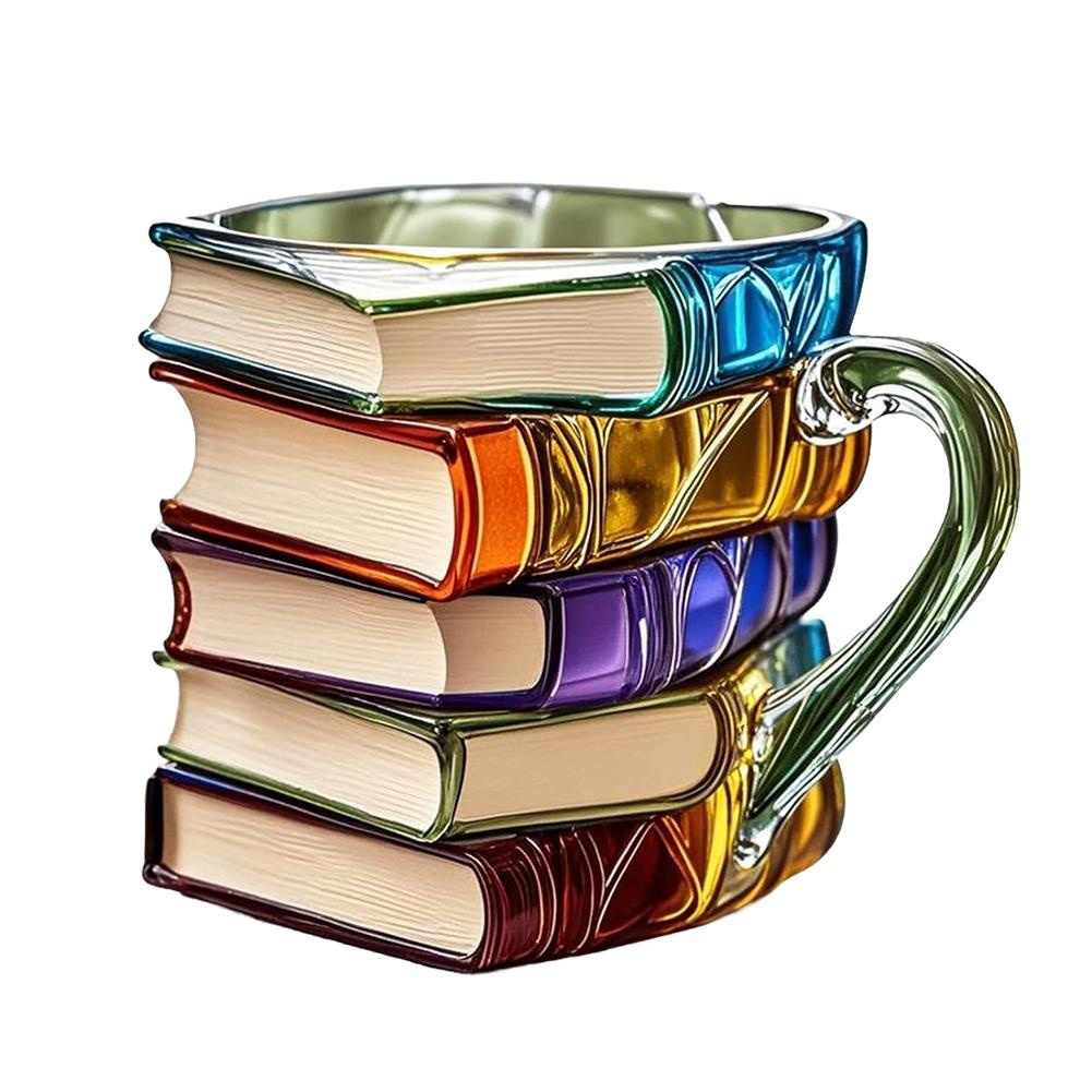 Novelty 3D Painted Books Coffee Mug Unique Books Stack Coffee Cup Tea Cup Collection Gifts