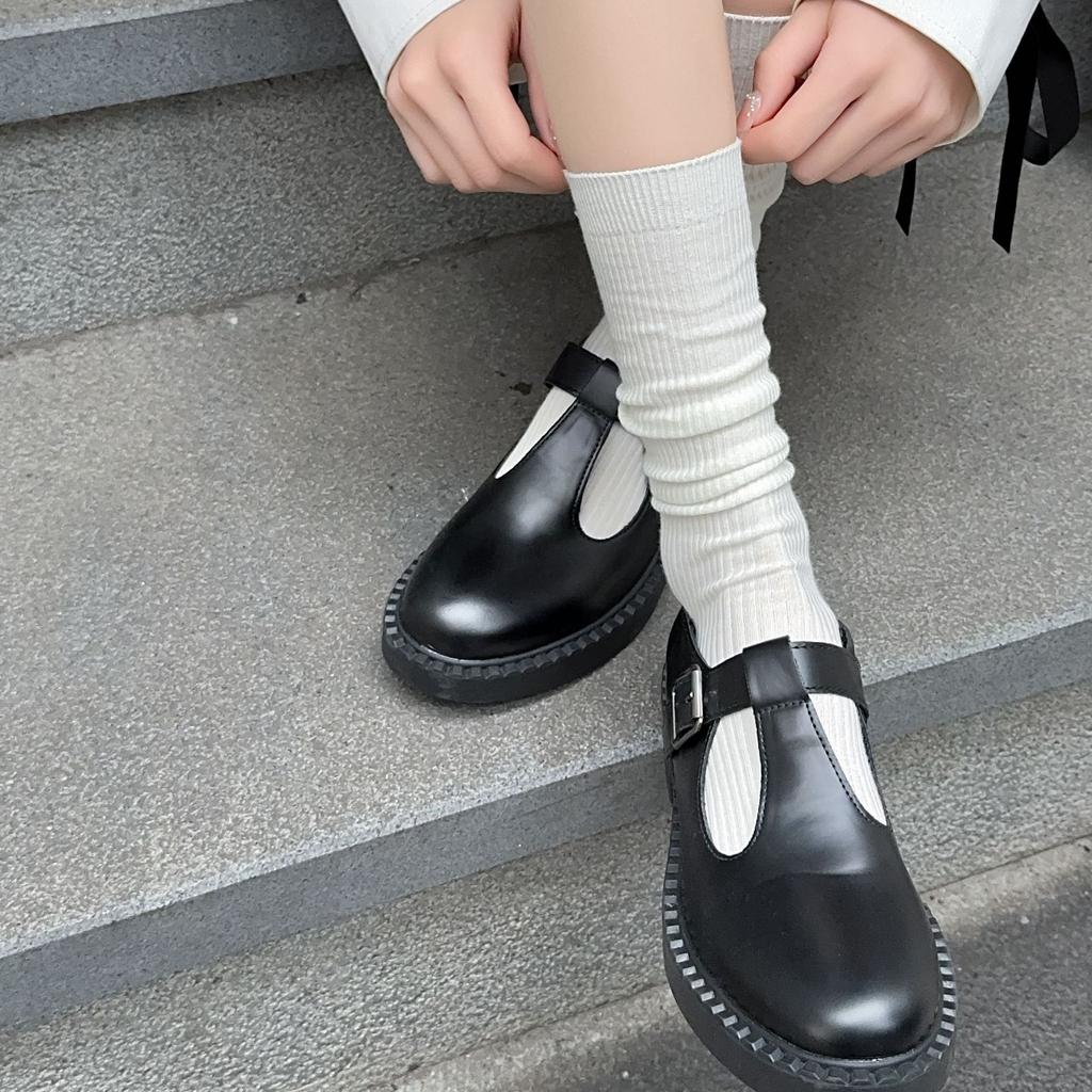 Double Needle Calf Socks Ultra-Thin Stacking Socks Wind Blogger With The Same Soft Korean Vertical Striped Ballet Shoes