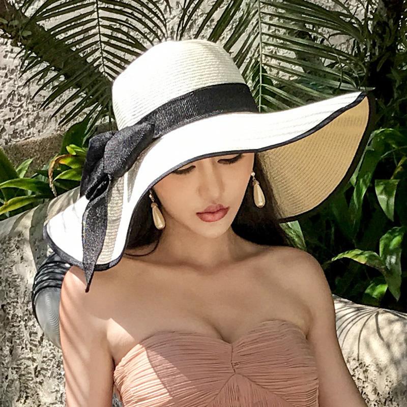 Straw hat, raffia sun hat, sun protection, large edge to show the face, small hat, trendy versatile fashion beach hat