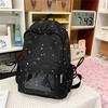 Cute Starry Print Backpack for Women, Lightweight School Bag with Front Mesh Pocket and Side Pockets