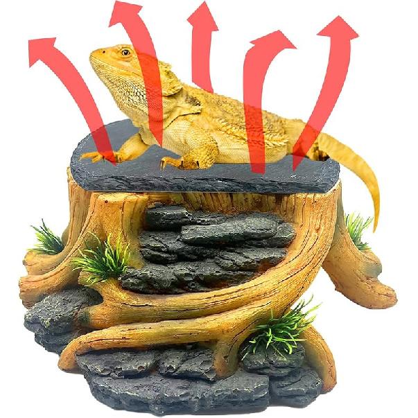 Bearded Dragon Basking Platform, Leopard Gecko Humid Hide, Reptile Hide Cave with Heat Storage Slate Stone, Crested Gecko Basking Rock, Hideout for