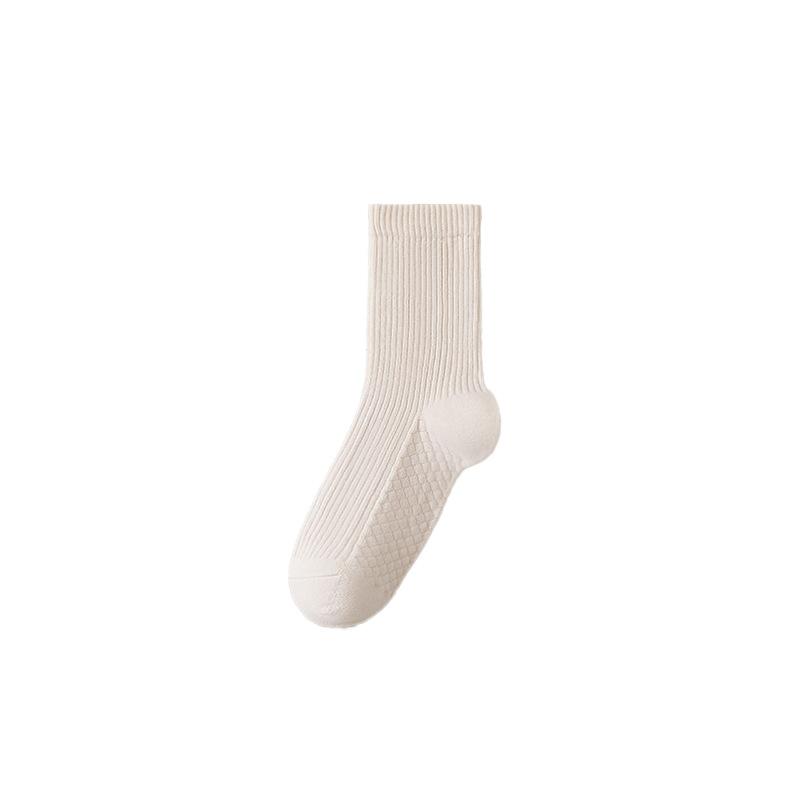 Female Spring and Autumn All Match Solid Color Massage Bottom Comfortable Boneless Antibacterial Sports Tube Socks