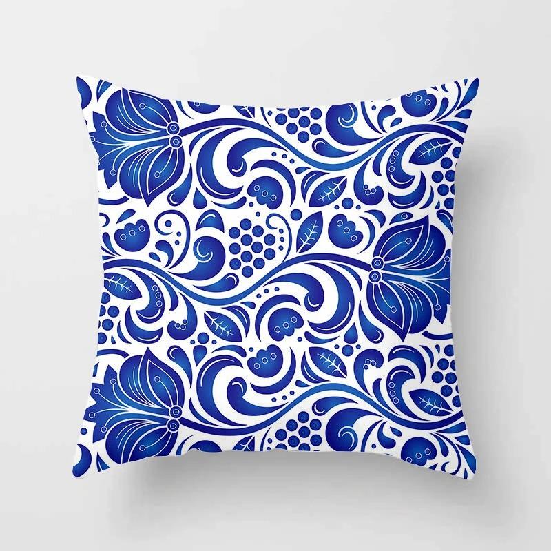 Office Living Room Home Pillowcase Luxury Geometric Blue Print Pillowcase Car Ornaments