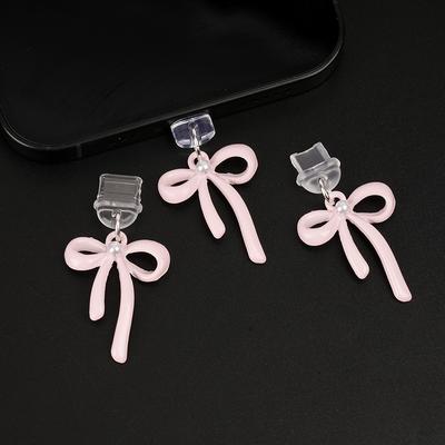 Phone Dust Plug Pendant For Type-C Port  Cute Bow Mobile Phone Dust Plug Charging Port Protector Anti-Dust Plug Cover