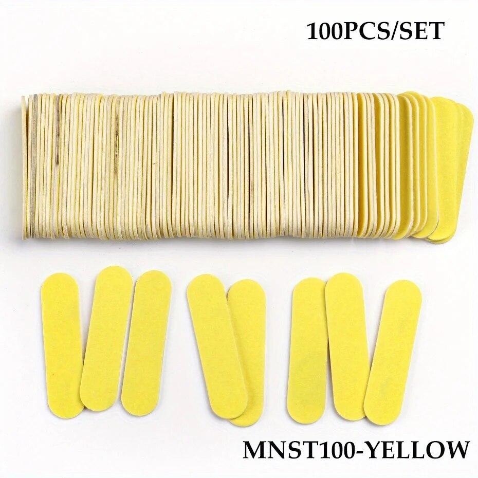 100pcs Double Side Nail Files Mini Wood Sanding Buffer Block Set For Gel Polish Manicure Pedicure Salon Nail Art Tools