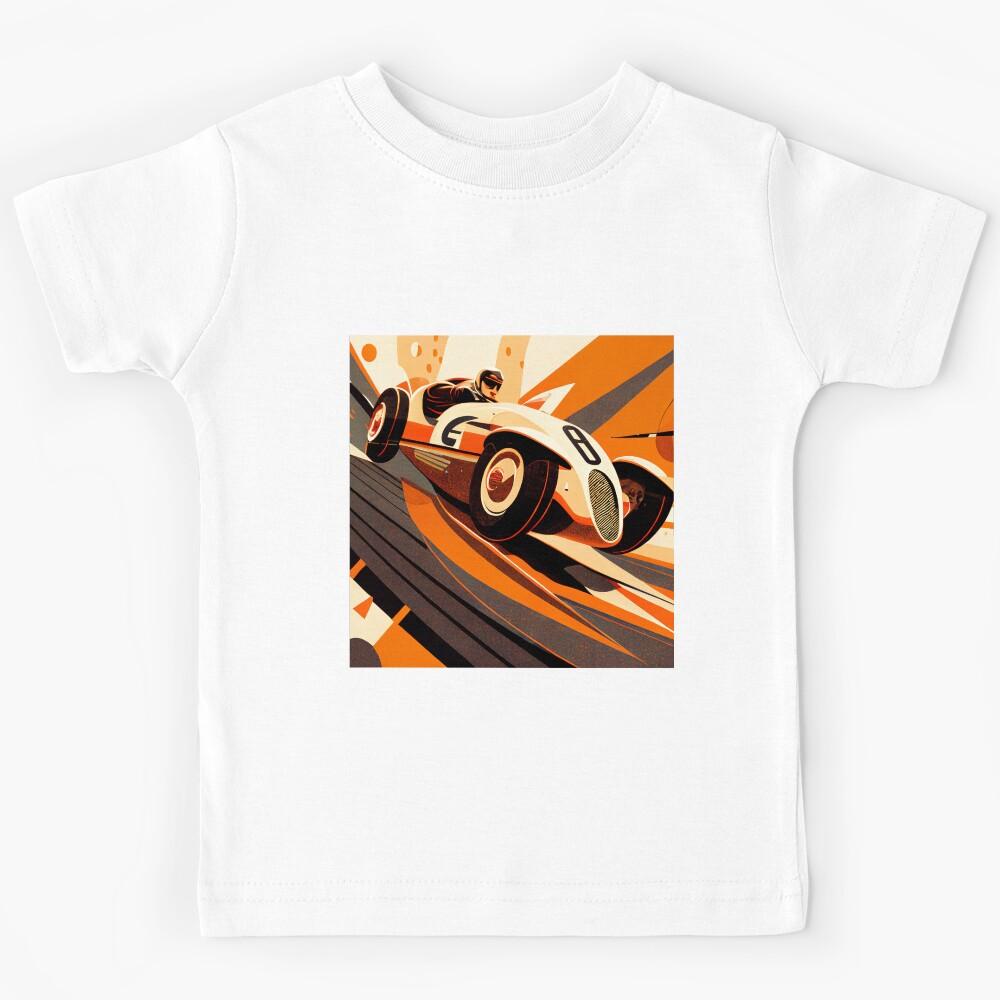 Car Formel One Futuristic Vintage Illustration Colorful Speed Kids T-Shirt 150