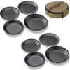 CAMPING MOON Outdoor Tableware Set, 8-Piece Stainless Steel Plates and Dish Set with Canvas Case (BKS397-2S)