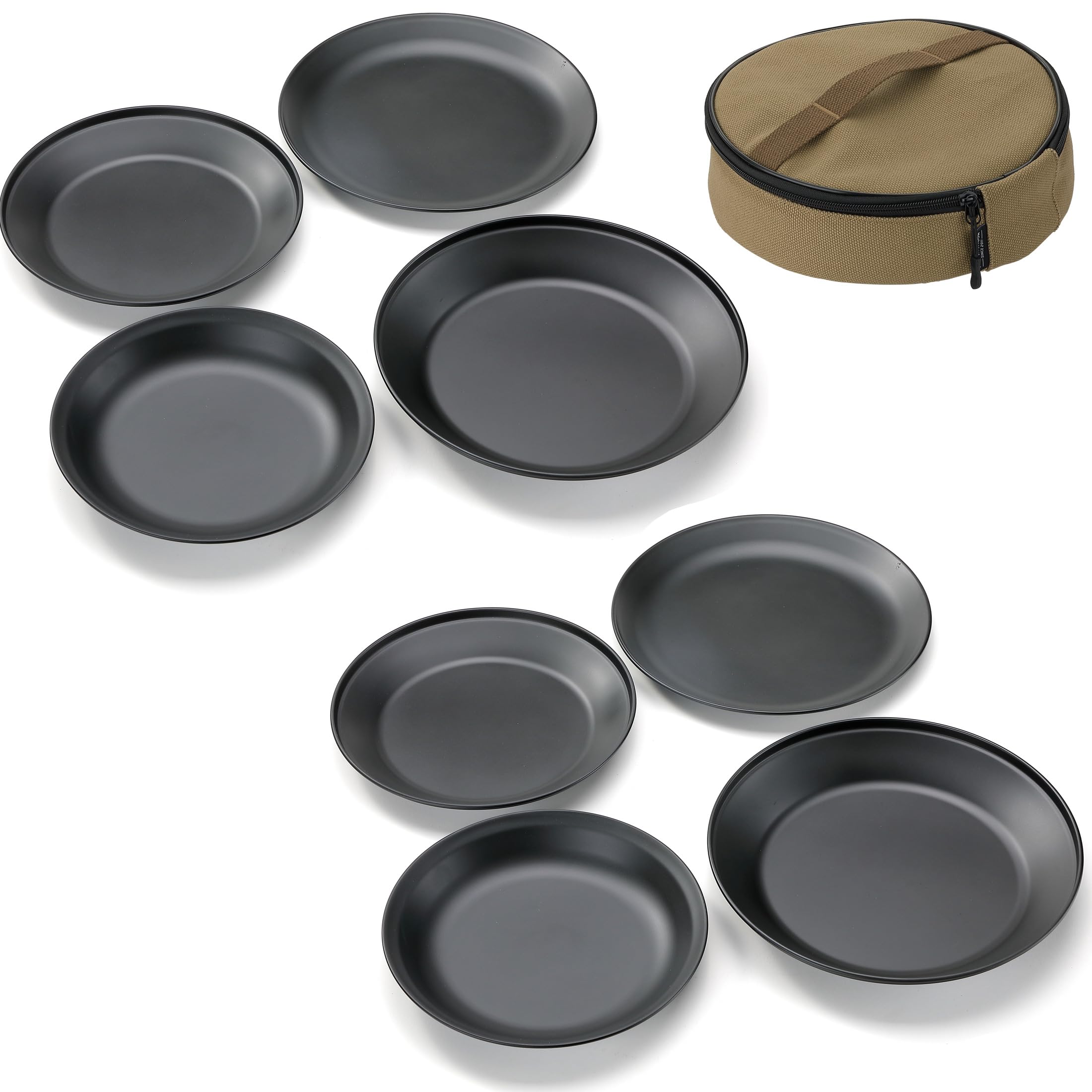 

CAMPING MOON Outdoor Tableware Set, 8-Piece Stainless Steel Plates and Dish Set with Canvas Case (BKS397-2S)