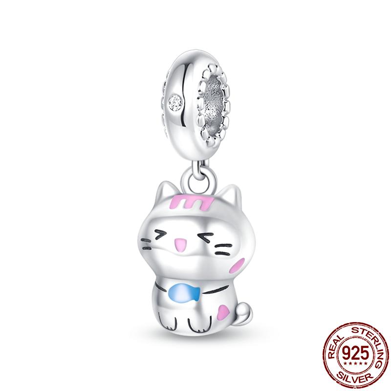 Qikaola Classic Cute Elephant Charms Beads Fit Original  Bracelet Real Silver Color Pendant DIY Jewelry