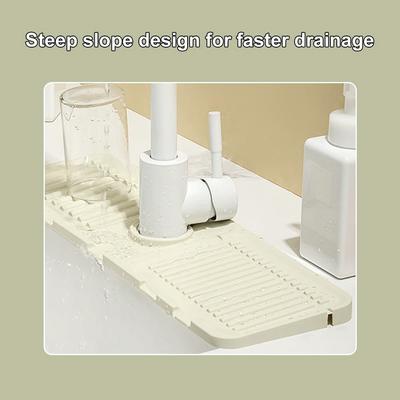 Tapete Drenante Dobrável para Cozinha Protetor de Salpicos para Pia Base de Silicone para Salpicos de Torneira Design Inclinado para Armazenamento de Sabonete na Casa de Banho Multiuso