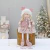 Růžový vánoční látkový panáček s parohy - Stojící ozdoba pro chlapce nebo dívku