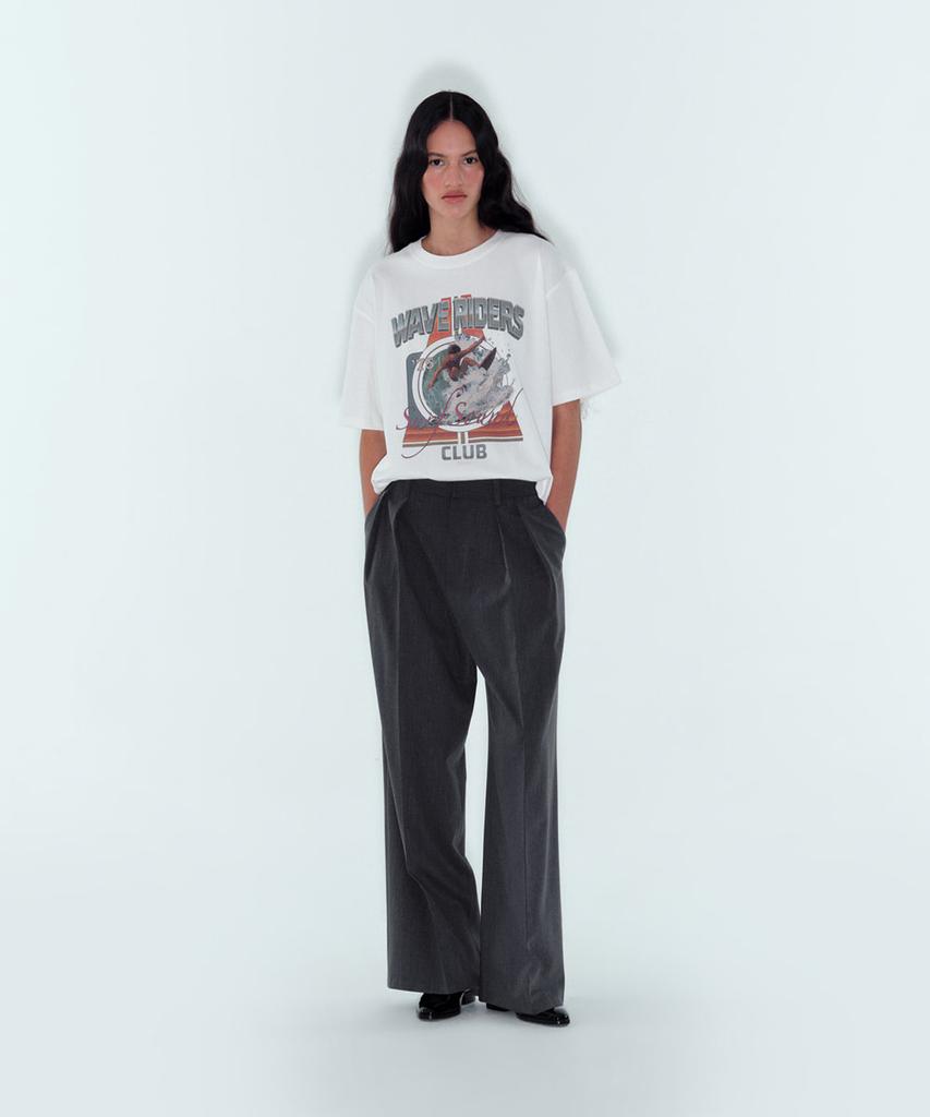 Noiseu W Wool Tailored Straight Pants - Gray