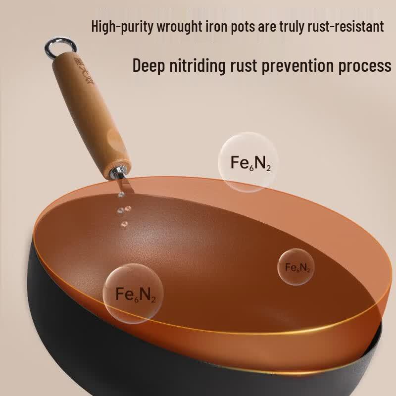 COOKER KING 28cm Uncoated Nitrided Iron Wok