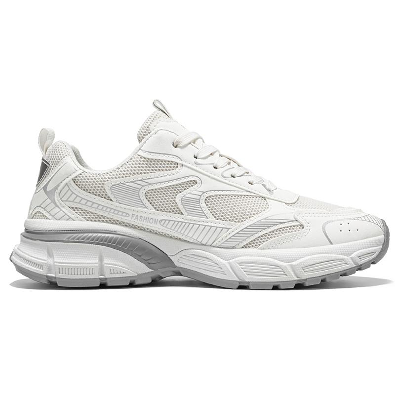 Men’s Summer Breathable Mesh Running Shoes Lightweight Fashion Sports Thick Sole Dad Sneakers Casual White Trainers for Men