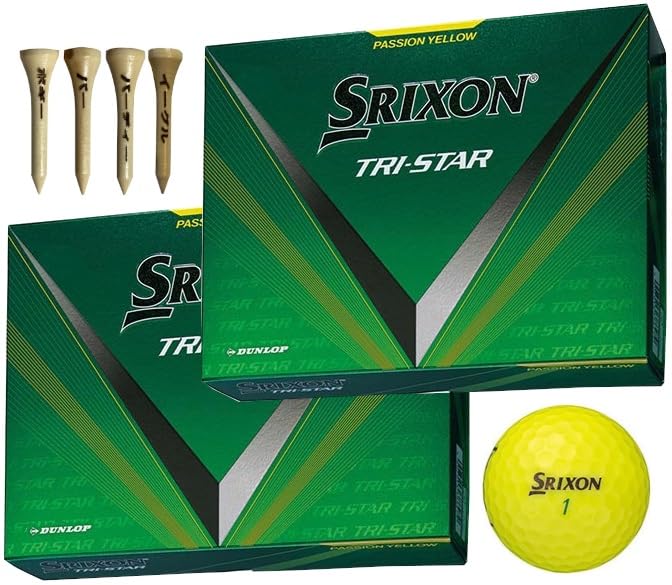 

[2 dozen + bonus] Dunlop Golf Balls TRI STAR 2024 Model (2 dozenPassion Yellow)