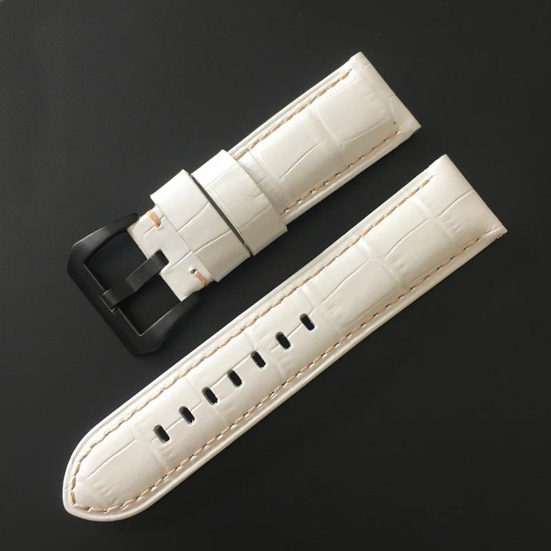 22 мм 24 мм 26 мм белый крокодиловый узор из натуральной кожи ремешок для часов сменный — фото 5