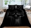 3D Black Skull Head Pattern Bedding Single Double Bed Full Size Special Skull Head Print Pillowcase and Quilt Cover 2 or 3 Comfortable Home Decoration