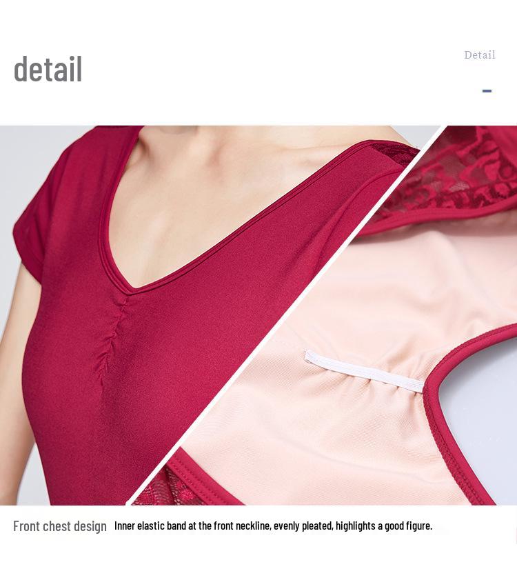 Women's Lace Backless Ballet & Yoga Leotard - Adult Dancewear & Body Shaping Practice Outfit