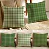 Retro Grün karierte Kissenhülle Kissenbezug Staubmilbenfrei Wohnzimmer Sofa Dekor Kissen Zimmer