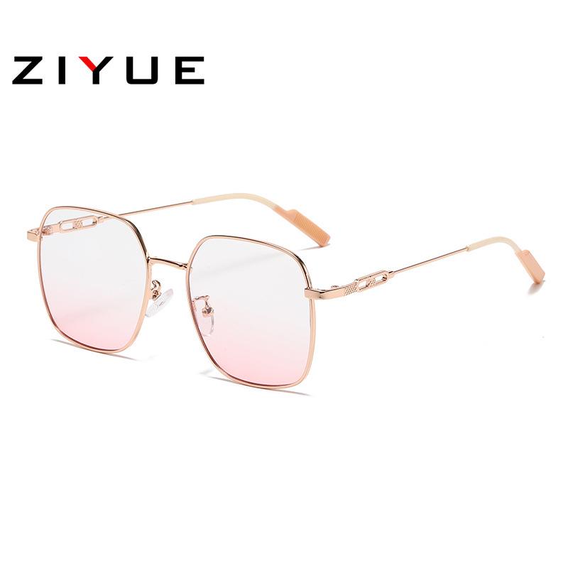 Metal Matte Glasses for Women - Built-in Blush, Prescription Compatible, Large Frames, Face Slimming Effect