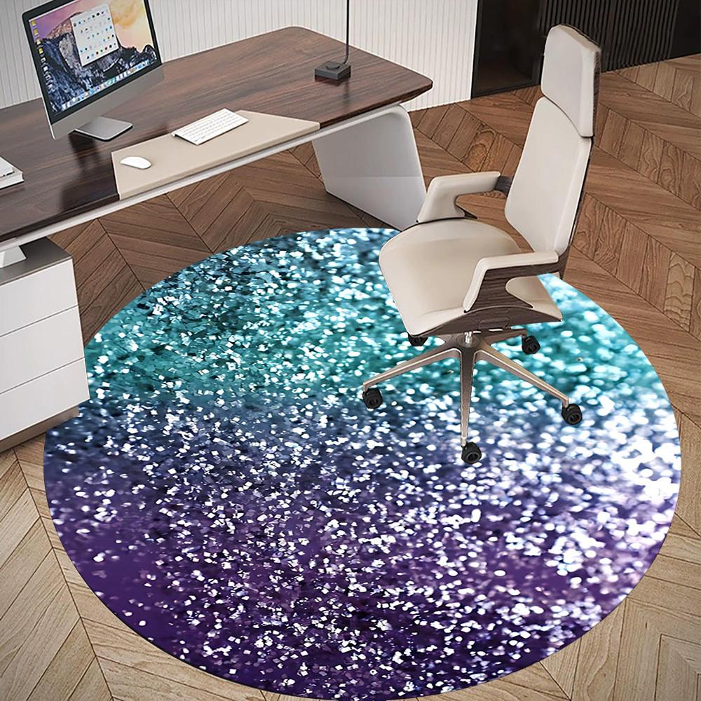 1pc Glitter Gradient Round Chair Mat Office Area Rug - Non-Slip, Floor Mat for Office, Bedroom, and Indoor Decor P127112