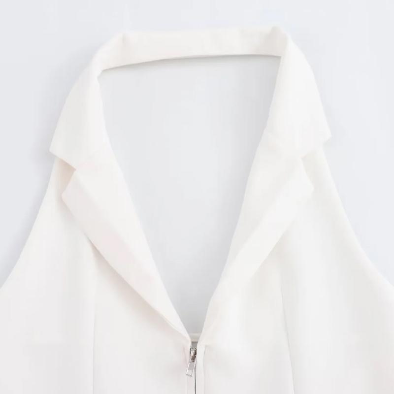 Letní Sexy Halter Bez zad Tílko Ženy Elegantní Ležérní Zip Šněrování Slim Topy Dámská Móda Šik Pevná Streetwear Párty Trička