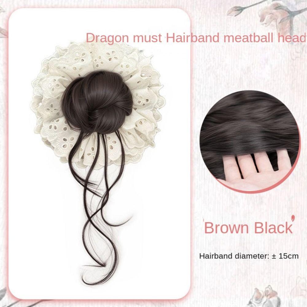 Korean Style Hair Bands Ponytail Holders Hair Artifact False Hair Pieces Flower Bun Head Wig  Women