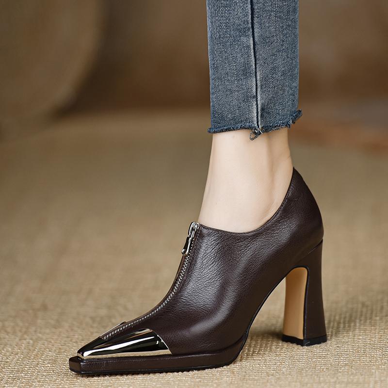 Fashion Women High Heel Loafers Pointed Toe Sexy Shoes Retro Fad Designer 2024 New Brand Luxury Sandals Hot Sale Zapatillas De Mujer