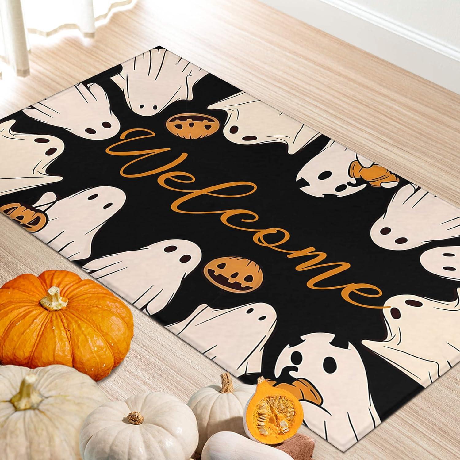 

Ghosts Halloween Doormat Halloween Welcome Door Mats for Entryway Front Indoor Outdoors Decorative Entrance Mat 40x60cm