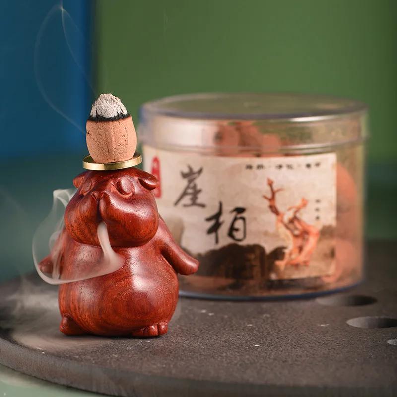 New Wooden Carved Groundhog Backflow Sandalwood Decorations Home Office Zen Aroma Decorations Incense Ware Creative Home Decor
