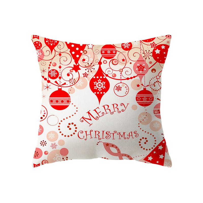 Christmas Theme Cute Elk Print Pattern Cushion Cover Home Living Room Sofa Decoration Square Polyester Pillow Pillow Cover