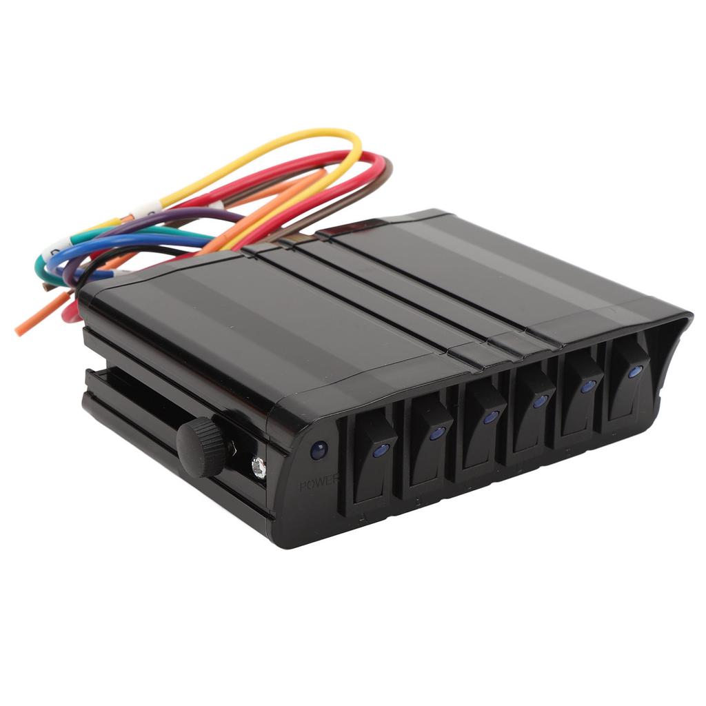 6 Gang Rocker Switch Box DC12V 40A Blue Light Multifunctional Universal Fit for Automotive Cars Vehicles Boats RVs SUVs