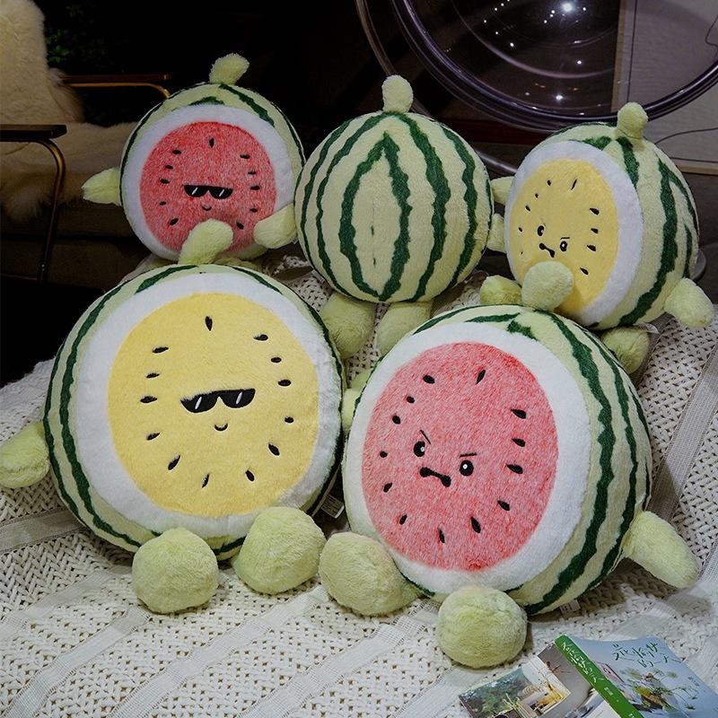 Cartoon Cute Expression Watermelon Throw Pillow Plush Toy Doll Watermelon Doll Home Sofa Pillow Doll