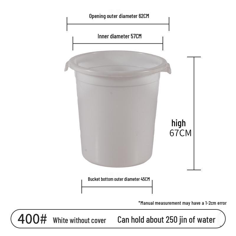 Extra Large Thickened Household Water Storage Bucket with Lid, White, for Fermentation & Enzyme Processing.