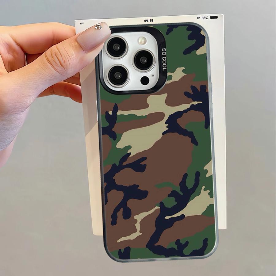 Case for iPhone 11 12 13 Pro Max 14 15 16 Plus 16e Soft Cover Camouflage Pattern