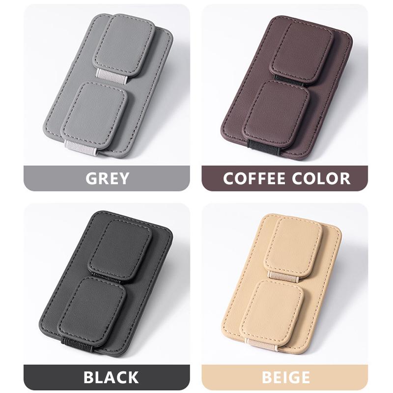 SEAMETAL Car Glasses Clip PU Leather Sun Visor Magnetic Card Ticket Holder Multifunction Sun Visor Car Accessories