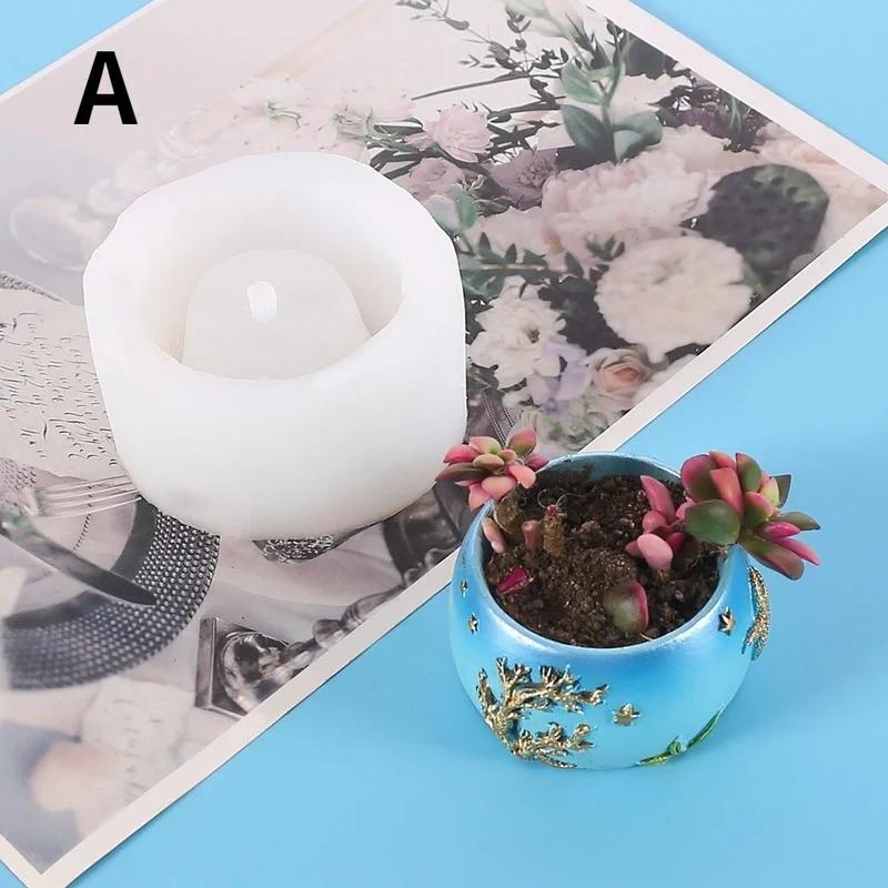 Creative Plaster Gypsum Mould Suitable Flowerpot Concrete Silicone Mold Home Garden Plants Molds Round Container Home Supplies