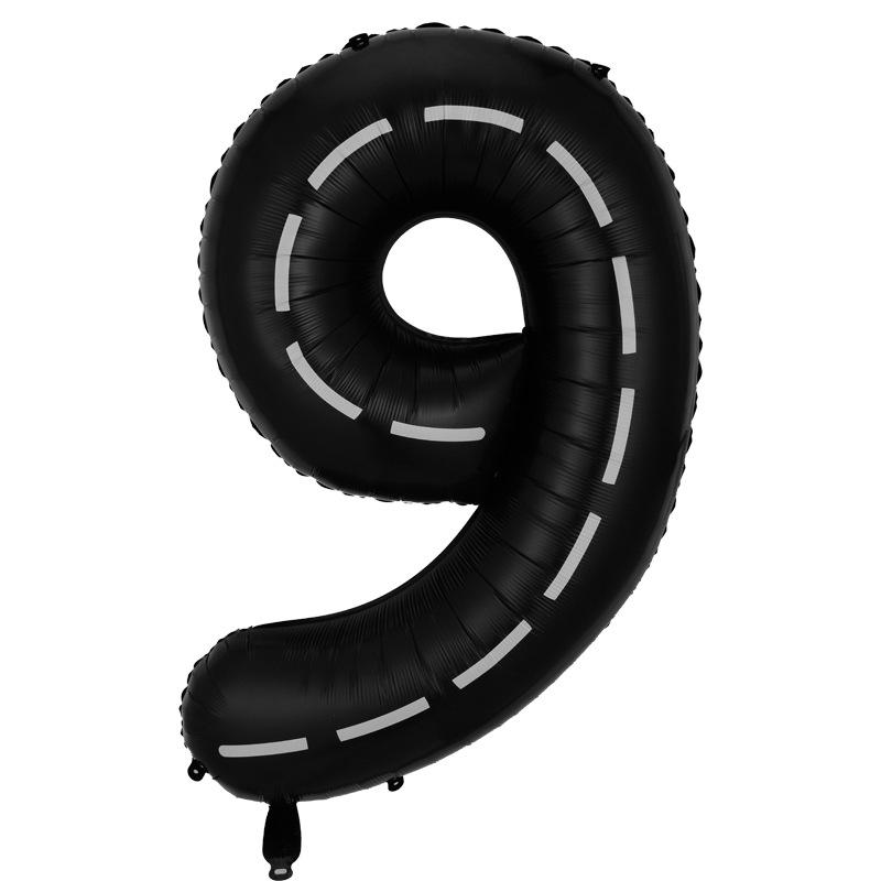 40 Inch Large Black Digital Aluminum Film Balloon Black And White Striped Racing Theme Birthday Party Decorative Balloon