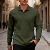 New Men's Solid-Colour Relaxed-Fit Casual Polo Shirt Long-Sleeved Button-Down Collar Jacquard Textured Sweatshirt