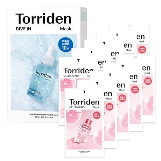 Torriden Dive Mask 10 sheets + Cell Majing Collagen Pore Perfecting 20 set Official Authentic Product Sheet Face Hyaluronic Acid Moisture Charge Dry