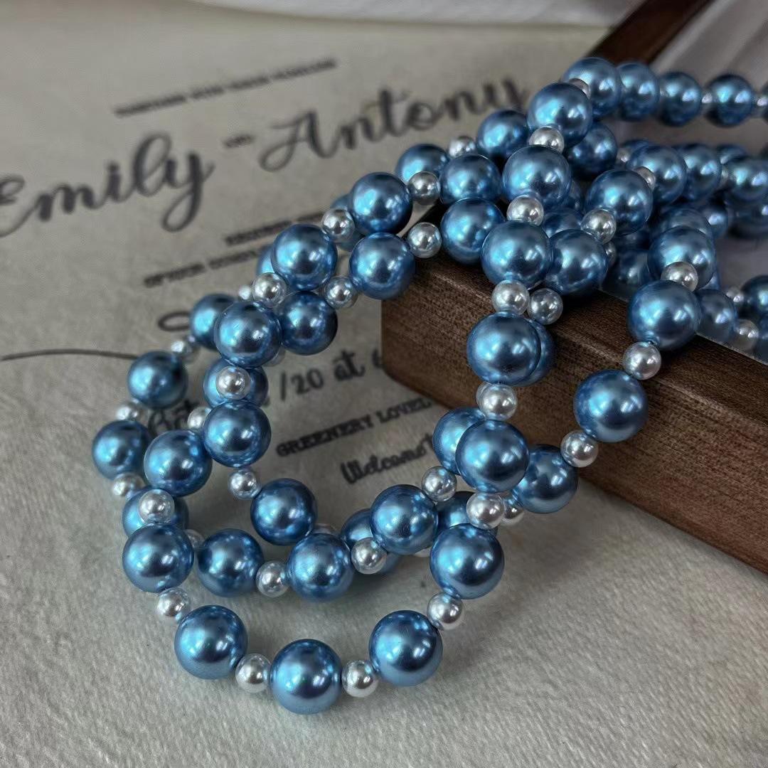 

Blue Enchantress Blue Rose Shijia Blue Pearl Gypsy Simple Fashion Versatile Temperament Necklace Women