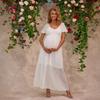 Europe and the United States Summer New Elegant Women's Skirt Temperament Solid Color Frilly Split Maternity Dress