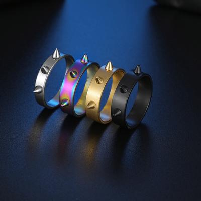 3-Spike Stainless Steel Single Ring Vintage Rivet Hip-Hop Style Ring for Men and Women - Jewelry